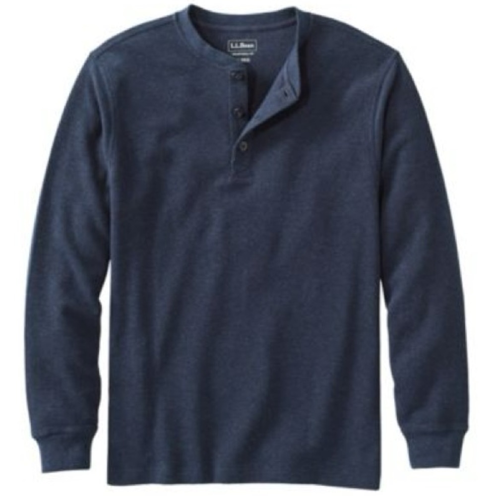 L.L. Bean Unshrinkable Mini Waffle Henley Long Sleeve Men's Regular